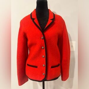 Lowell & Whitney 100% Wool Women’s Sweater Button‎ Red Christmas Size 6 Vintage